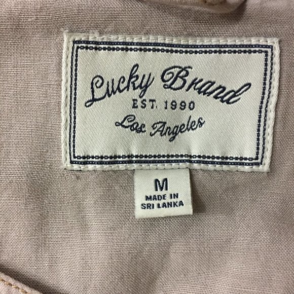 LUCKY BRAND Stone/Beige Asymmetric Zip Front Zippered Pockets Linen Blend Jacket - Picture 2 of 9